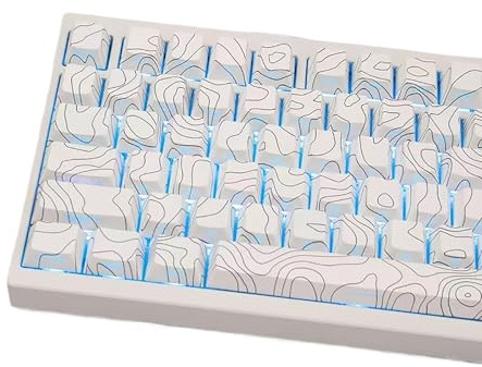 131 Tasten PBT Keycaps Dye Sub Cherry Profile White Key Caps Topographic Tastenkappen für 61/64/87/104/108 Cherry Mx Schalter Mechanische Tastatur