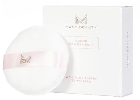 MANY BEAUTY Puderquaste aus Baumwolle 1 Stück - Flauschige Powder Puff für Lose Puder - Runde Make Up Schwamm mit Satinband - Makeup Schwämme, Gesicht Puderschwamm Klein