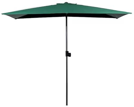 Ombrellone da balcone semicircolare 250x130 cm, ombrellone da parete, regolabile in altezza, ombrellone da esterno mezzo con manovella e 5 stecche(Green)