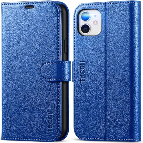 TUCCH Case for iPhone 11 (6.1), Wallet Foldable Case with[Shockproof TPU], PU Leather RFID Blocking Card Holder Magnetic Viewing Stand Protective Folio Cover Compatible with iPhone 11, Klein Blue