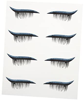 WOONEKY 4pares Delineador De Ojos y Pestañas Postizas Cintas Adhesivas Línea Ojos Calcomanías Brillantes Para Maquillaje
