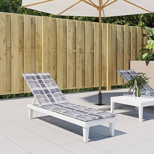 LAPOOH Liegestuhl-Auflage Graues Karomuster (75+105) x50x3 cm, Hollywoodschaukel Auflage, Sonnenliege Auflage, Gartenliege Auflage, Liegenauflage, Deckchair Auflagen