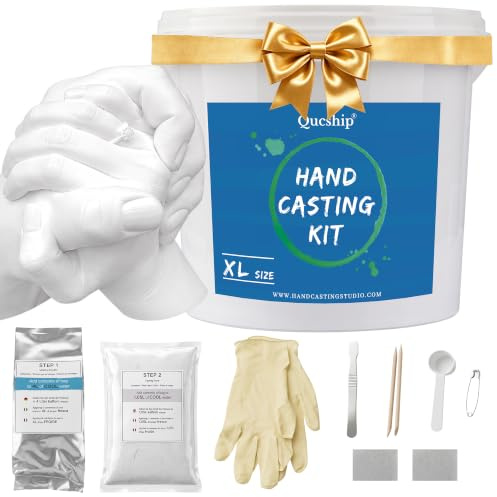 Qucship Family Hand Casting Kit for 3 Hands, Detailed Keepsake Mold Set