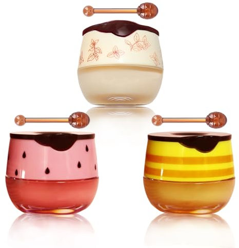 3 Pcs Bee Balm Honeybalm Honey Lip Balm Honey Balm Uk Lips Bee Lip Balm For Day And Night Use With Lip Brush For Dry, Flaky, Cracked Lips For Both Men And Women (Vanilla/Strawberry/Honey)