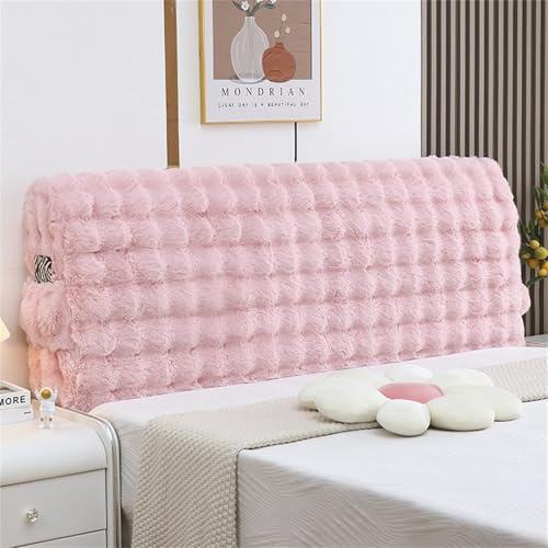 Hearda Strecken Bett Kopfteil Bezug, Flauschig Bett Kopfteil Hussen, Weich Staubdicht Bettkopfteil All-Inclusive Bettkopfteil Bezug für Schlafzimmer Bett Dekor Kopfteil (190cm,Rosa)