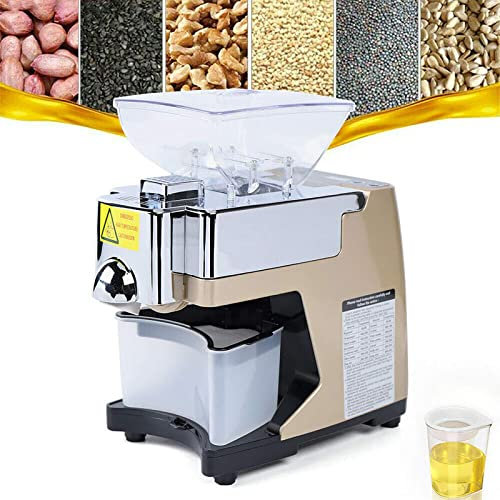 Máquina automática de prensa de aceite de acero inoxidable con aviso de voz inteligente, extractor de aceite de prensa fría y caliente para uso doméstico de alto rendimiento de aceite
