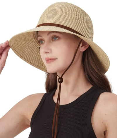 Zylioo M Chapeau de Paille d'Été pour Femme Large Bord Floppy avec BowknotProtection UV pour