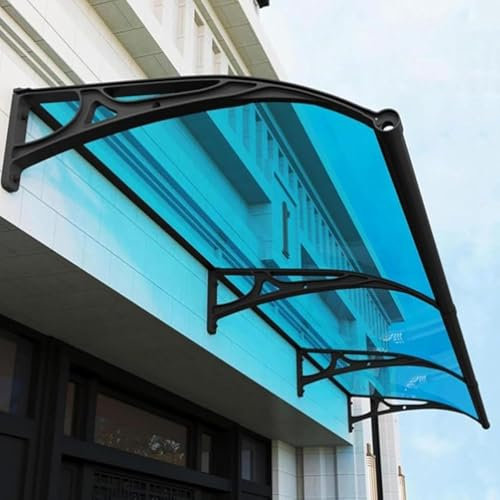 NBKJDSXL Marquise d'entrée avec drains latéraux, armature métallique en aluminium pour terrasses extérieures, balcons, jardins, auvents d'escaliers de sous-sol (100x160cm,Blue)