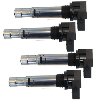 Bywindup Pacchetti di bobine di accensione Upgrade x4 compatibili con A2 A3 Leon Ibiza Altea Octavia Fabia Superb Polo Golf Passat Sostituzione per 036905715G U5002