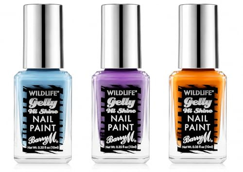 Barry M Wildlife Gelly Hi Shine Vegan Nail Paint Set of 3 shades | 10ml each (Desert Orange, Native Purple, Ocean Blue)