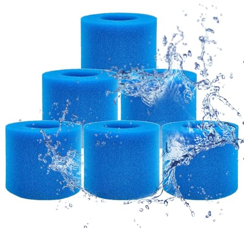 Comioke 6 Pack Typ VI Schwammkartusche,Schwimmbad Filter Schaum Schwamm für Pool Filter,für Spa-Ersatzfilter,Typ VI Filter für Pool,für Lay-Z Spa-Filterpumpe