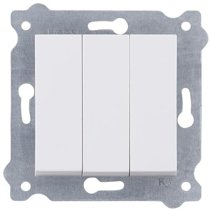 EXEN - Incasso Interruttore da Parete - Triplo Interruttore Luce da Muro On/Off Bianco 3-Vie - All-in-One Compatibile con le Serie KARELL/ODAK/COMFORT - 213/01E