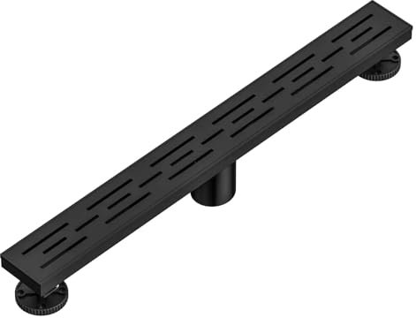 VNJUGF 24 Zoll gebürsteter rechteckiger linearer Duschablauf mit Gitterrost im Mauerwerksmuster, Badezimmer-Bodenablauf aus Edelstahl 304 wanglan(Matte Black24 In)