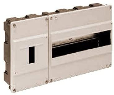 Scatola da incasso per 12 elementi in colore avorio, ideale per impianti elettrici e distribuzione di circuiti.