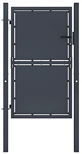 Hoodmeel Cancello Giardino Esterno, Cancelli in Ferro, Cancelletto Giardino, Cancelletto Pedonale, Cancello Giardino in Acciaio 100x175 cm Antracite