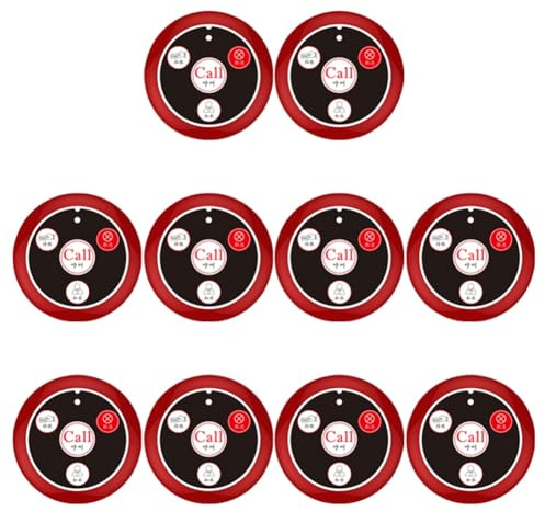 Steowsey Lot de 10 boutons d'appel sans fil pour restaurant, bar à narguilé, café, bar, service client Rouge