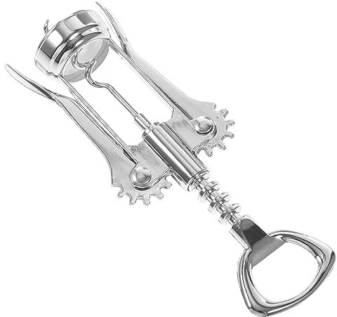 UKCOCO Abridor de Botellas de Vino de Ala, Sacacorchos Manual de Acero Inoxidable Plata, Fácil de Usar, para Fiestas y Cumpleaños