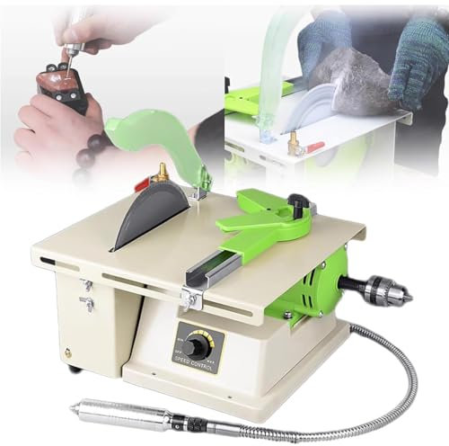 MIDUOLAI A,Meuleuse-Polisseuse pour Pierres Lapidaires, Scie Circulaire Multifonction 1380 W, éTabli De Polissage pour Pierres De Bijouterie, pour La DéCoupe, Le Meulage