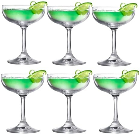 6 PCS Elegant Italian Espresso Martini Glasses Premium Quality Glass Cocktail Glasses Versatile Drinkware Perfect for Martini Champagne Margarita Set for Cocktail Lovers Home Bar Enterta