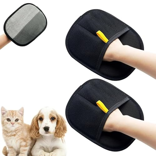 ZEIEYA Fellmagnet Handschuh, 2 Stück Fellmagnet Handschuhe Doppelseitig Fell Magnet handschuh, Katzen/Hunde Handschuhe Fellpflege Wiederverwendbar zur Fellpflege im Alltag