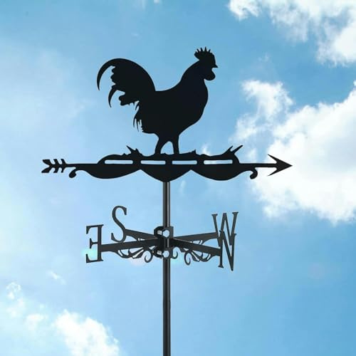 MWAYOYTE Girouettes Girouette Décoration Poules Girouette Métal Animal Coq avec Toit Girouette Coq Jardin Cour Décoration pour Pelouse Toit Ferme