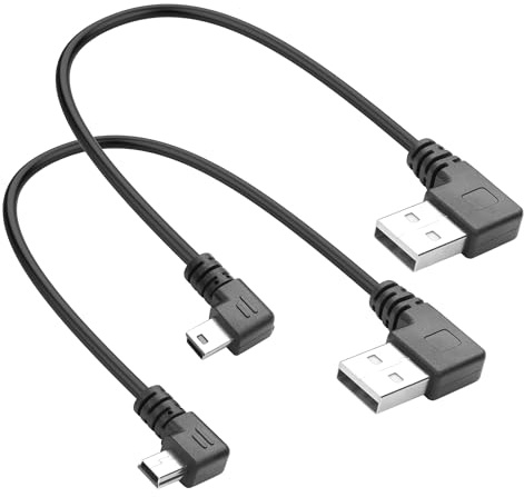 YACSEJAO 9Inch Mini USB Charging Cable Mini USB Right Angle & Left Angle Male to USB Type A 2.0 Data Sync and Charge Short Wire (USB Left Angle)