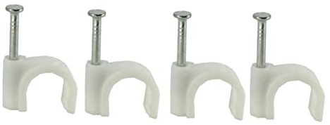 DIYEAH 300 Pezzi Clip Fermacavi Rotonde Plastica con Chiodi Rinforzati Fissaggio Organizzatore per Cavi Elettrici Ethernet Tv e Speaker Resistente Impatti e Corrosione per Uso Ed Esterno
