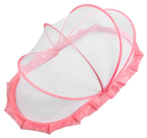 GOOHOCHY Zanzariera Portatile per Letto Ragazzo Ragazza in Poliestere Design Pieghevole e Traspirante, Ultra Leggera per Viaggio e Culla Rosa