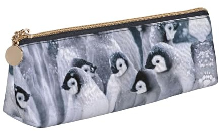 Ghjkfbf Astuccio in pelle con stampa pinguino carino 1, sacchetto con cerniera per articoli di cancelleria, piccola borsa cosmetica