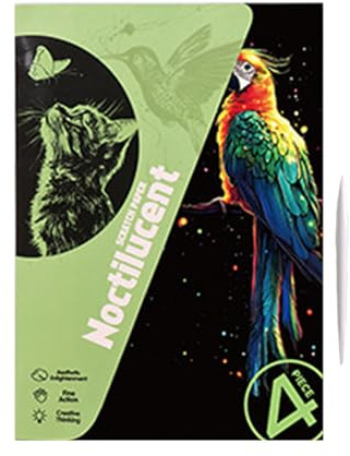 Scratch Paper Art – Kreatives Kratzpapier A4, Glitzer-Bastelset mit 4 Glitzerkarten, lustige Handarbeit für | Lernspielzeug zum Zeichnen und Kunstbedarf P