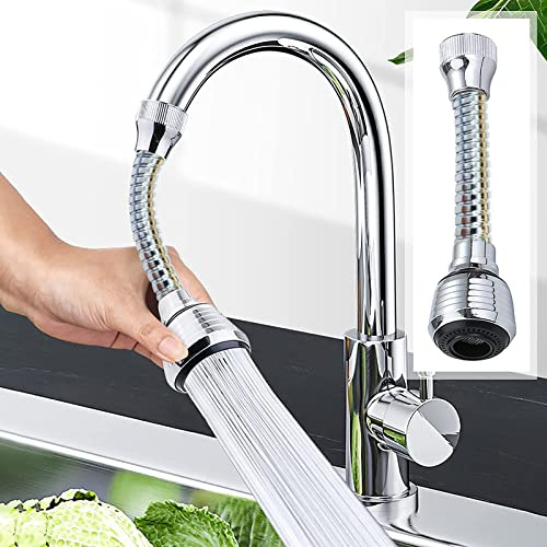 Movable Sink Faucet Sprayer with Hose,360° Flexible Faucet Extender,Kitchen Sink Tap Spray Head Attachment for Kitchen Sink Cold Hot Water Tap Booster and Water Saving Kitchen Sink