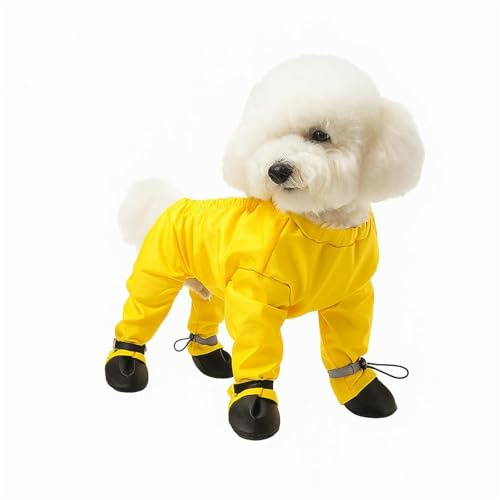 Wasserdichter wasserdichter Hundestiefel für den Winter, Regenstiefel mit Hosenträgern, verstellbare Outdoor-Hose, schmutzabweisende Ärmel, rutschfester Schuhschutz, schmutzabweisende (Yellow, XL)