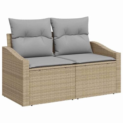 Runheo Gartensofa Poly-Rattan 123x62x69cm, Modulares Loungesofa mit Kissen, UV-beständig, Wetterfest für Terrasse & Balkon, Anthrazit