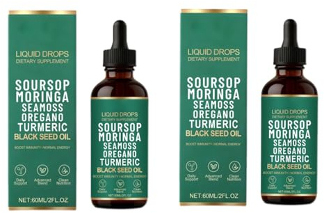Gotas líquidas naturales de guanábana, sistema inmunológico y apoyo a la salud intestinal, para apoyo celular, refuerzo inmunológico, sin alcohol,2Pcs