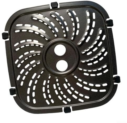 Placa de parrilla de repuesto para freidora de aire de 8 cuartos para PowerXL para Vortex Pro 8QT, sartén antiadherente de acero al carbono con asa, revestimiento de doble capa, incluye 6 pestañas de
