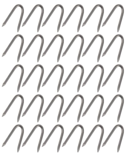 Gatuida Clous en U en Fer 140 Pcs, Piquets Multifonctions pour Clôtures de Jardin et Grillages, Résistants Coupe-vent, Fixation Solide pour Bordures Métalliques et Fils de Clôture