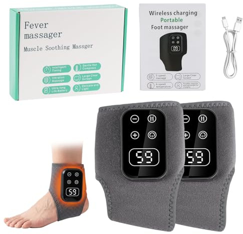 3 In1 Knöchelmassagegerät - Fussmassagegerät mit Wärme, 5 Heizstufen & 5 Vibrationsmodi fußmassagegerät, Fußmassage Ideal Geschenk für Eltern, Massagegerät für Füße, Die Durchblutung Fördern(Grau)