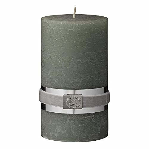 Lene Bjerre Stumpenkerze Rustic, staub grün, Paraffin
