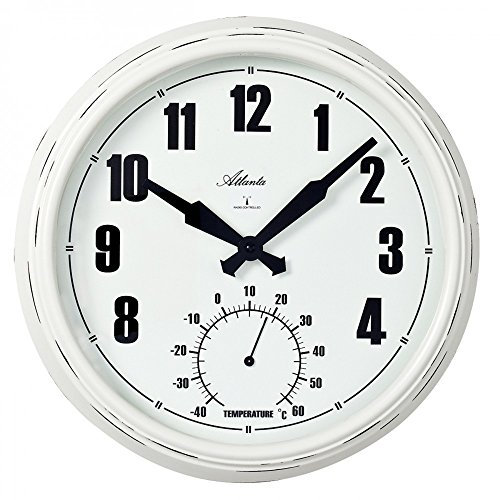 Atlanta Uhren 4478 Funk Wanduhr 305 mm x 50 mm Weiß