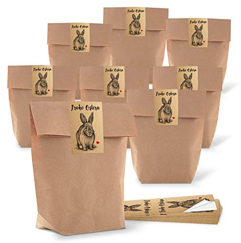 Logbuch-Verlag 25 kleine braune Osternest Geschenkbeutel Ostertüten aus Papier + FROHE OSTERN 16,5 x 26 x 6,5 cm zum Befüllen für den Osterhasen
