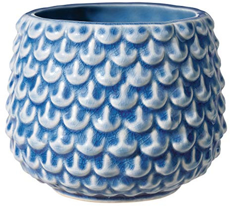 Bloomingville Pinecone - Macetas Decorativas Color para Interior Estilo Retro Creativo S (9,5 cm ø), Azul, cerámica