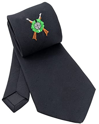 Deitert Schützenkrawatte schwarz mit gesticktem Schützenmotiv - passend zum Schützenfest - Herren Krawatte Schützenverein, Männer Geschenk für die Uniform, 100% Polyester