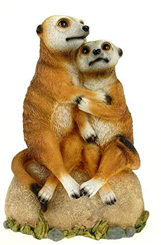 Kremers Schatzkiste Erdmännchen Liebespaar Figur Gartenfigur 30 cm Meercat Tierfigur Liebe Gartendekoration aus Kunstharz für Außen groß Dekoration Tierfiguren