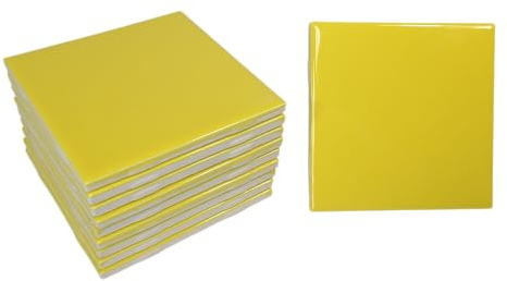 Keramikfliesen, Sonnenblumengelb, 10,8 cm, Vintage, U-Bahn, quadratisch, Dusche, Badezimmer, Küche, Backsplash, Mosaik, Kunst, Handwerk, 10 Stück