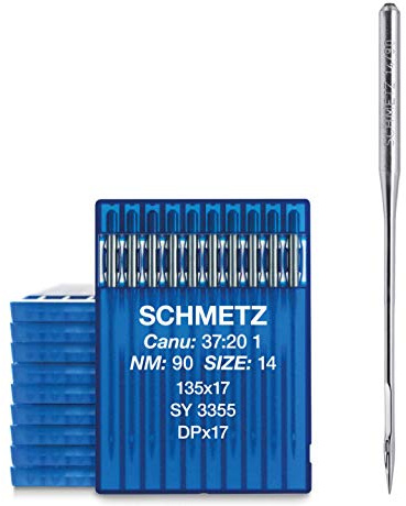 SCHMETZ | Rundkolben | 135X17 | 90/14 | Industrieverpackung | SY 3355 und DPX17 | 100 Nähmaschinennadeln | Nadelsystem laut Maschinenangabe prüfen