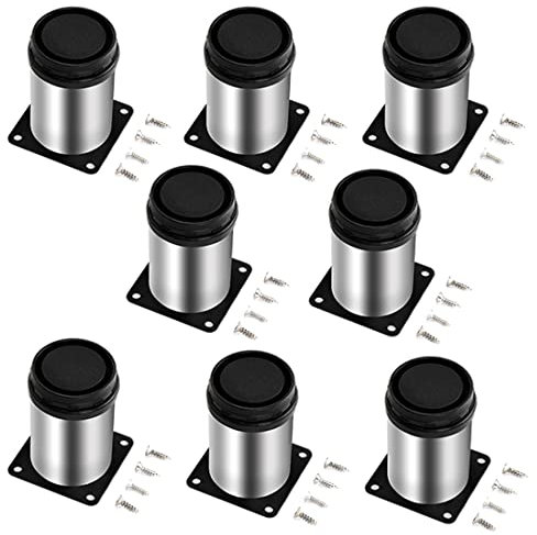 COSYLIFE 8 Stück Verstellbar Möbelfuß Edelstahl Möbelbeine 50x60 mm Tischbeine, Schrankfüsse, Metallfüsse, Füße für Möbel, Küche, Schreibtisch, Tischbeine, Möbel Beine, Füße Arbeitsplatte