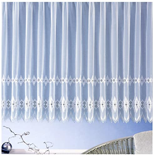 heimtexland ® Store Gardine Macramée Stickerei Borte Kräuselband Vorhang transparent Typ122 Höhe 243cm x Breite 300cm