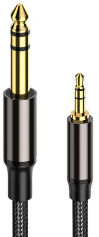 VIOY 3.5mm to 6.35mm Audio Cable 1M, 1/4 Inch Male to 1/8 Jack Stereo Cord | 24K Gold-Plated Plugs, Multi-Layer Shielding, Braided Cotton Mesh,Compatible for Laptop, Home Theater Devices, Amplifiers