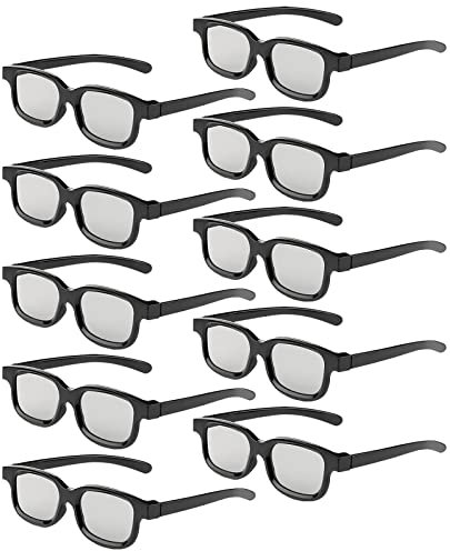 Lunettes Reald 3D, Lunettes 3D passives à polarisation Circulaire pour Le cinéma au Format Reald/Films TV 3D à polarisation Passive - Compatible avec TV et cinéma Paquet de 10