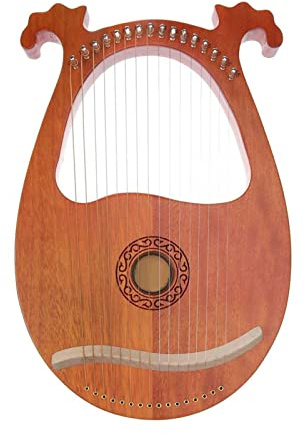 16 Saiten Holz Mahagoni Lyre Harfe Instrument mit Tonabnehmer Stimmschlüssel Anfänger Harfe Saiteninstrument (Farbe: Burlywood)